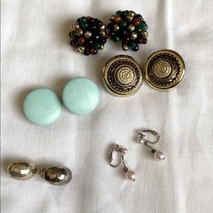 5 pair clip on earrings